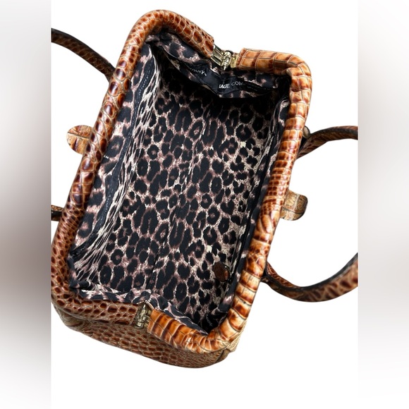 Vintage Clever Carriage Co. Leather & Lace Leopard Print Satchel Handbag Purse - Picture 3 of 8